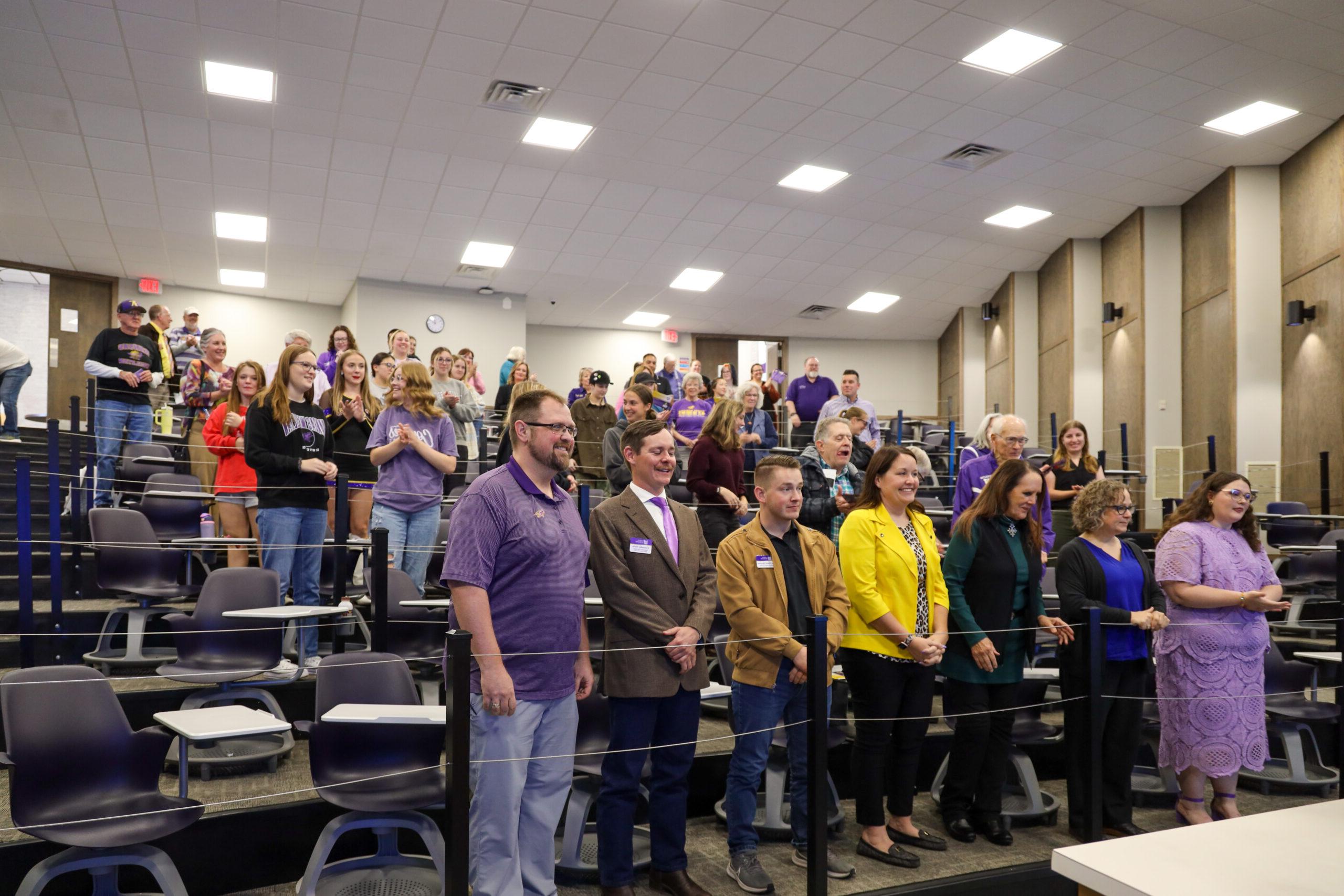 People standing in classroom