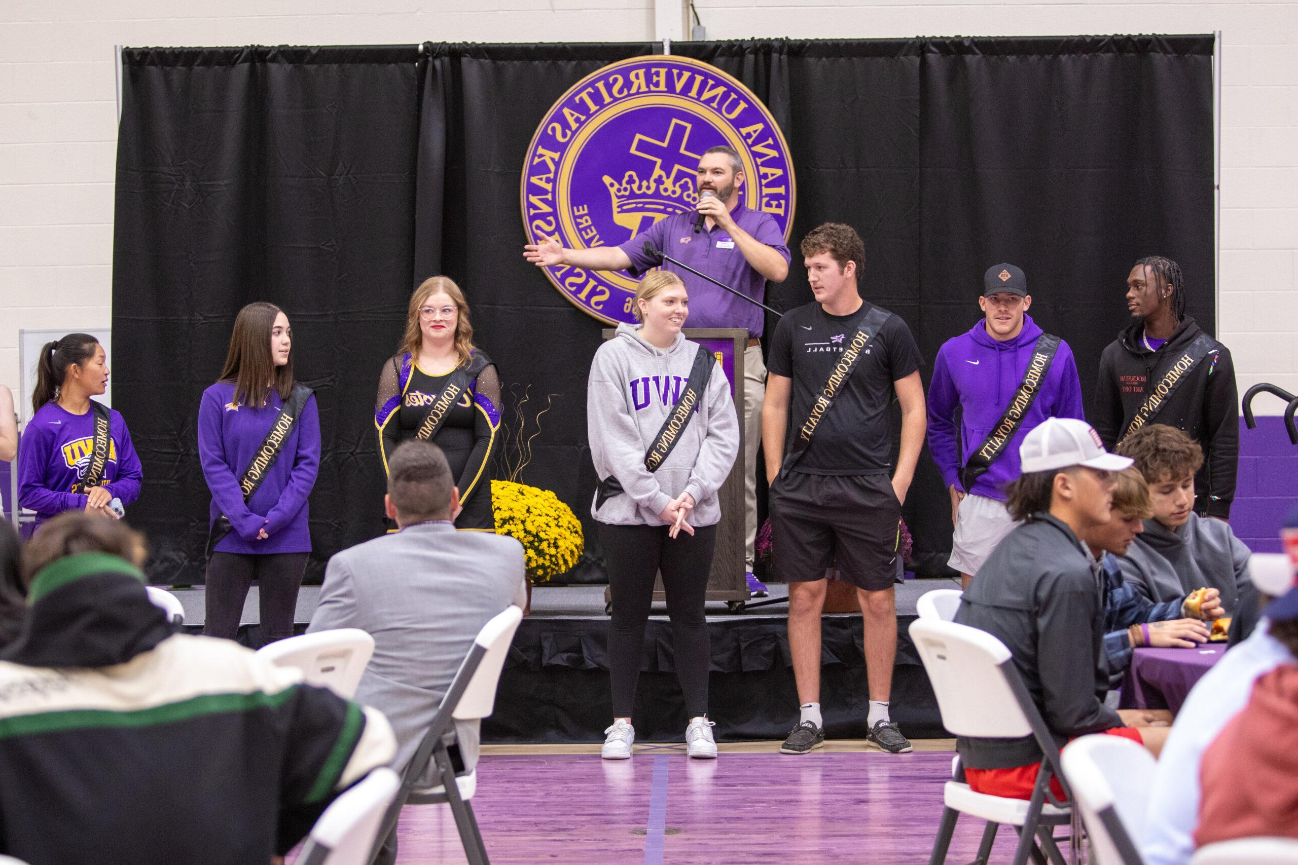 Presentation of students for homecoming court